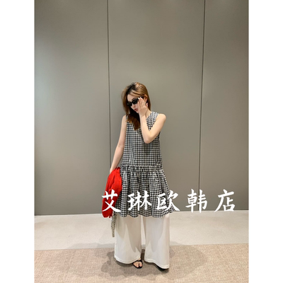 10927-1复古肌理格子无袖连衣裙