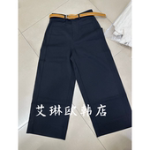 南油欧货配腰带百搭黑色八分裤 新款 休闲裤 西装 女 3.4 裤 2620春季