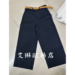 南油欧货配腰带百搭黑色八分裤 新款 休闲裤 西装 女 3.4 裤 2620春季