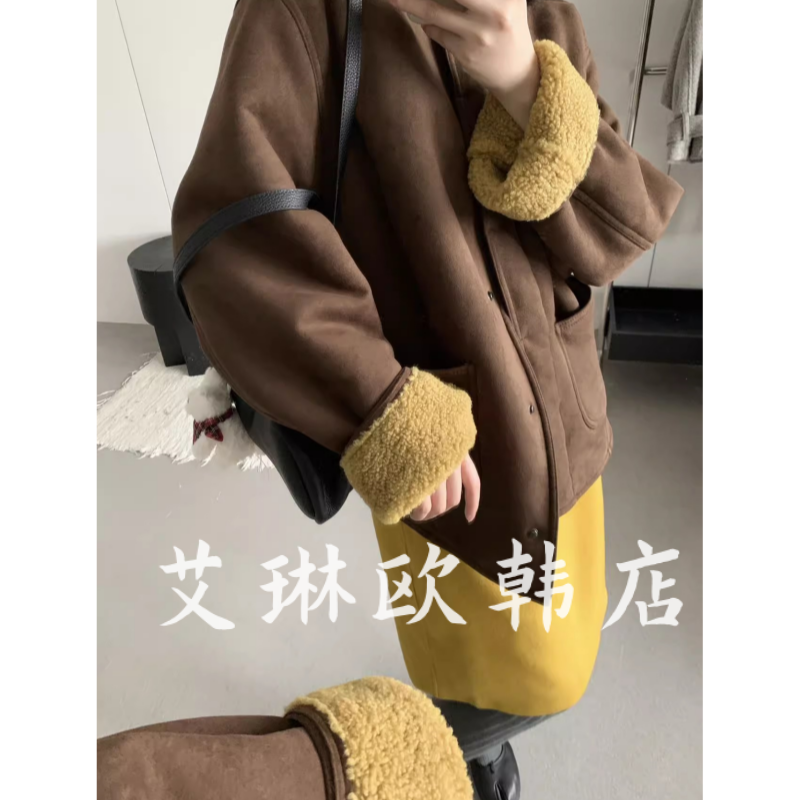 MM282韩系羊羔毛皮毛一体外套