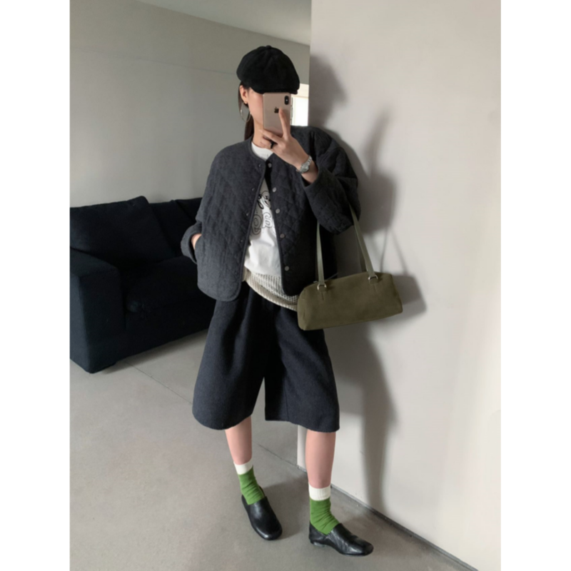 MM302韩系小香风菱格棉服外套