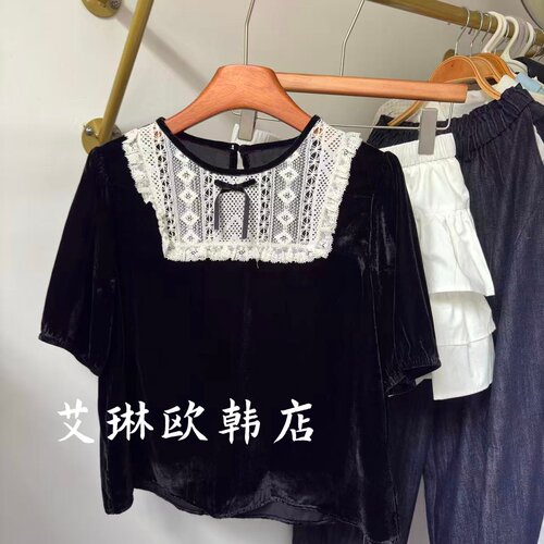 QSonetwo20137秋款丝绒短袖衬衫