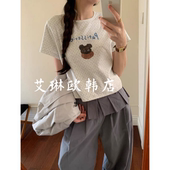 T恤上衣女 甜美圆领卡通波点小狗短袖 3.1ouur sicily米鹿51103春款