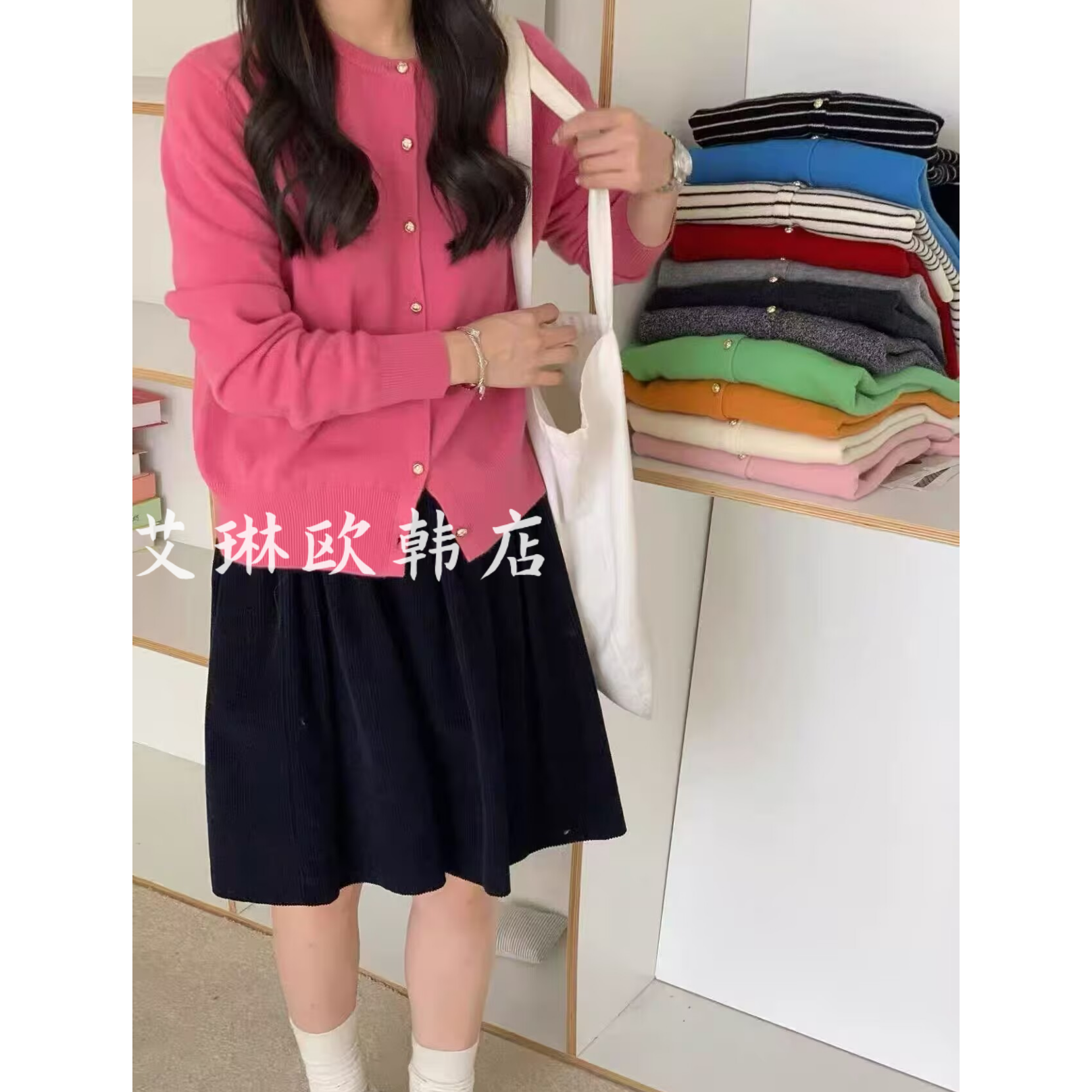 egg.7468秋款金扣全羊毛针织毛衣