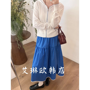 韩系松紧腰中长款 新款 撞色碎花半身裙女 onetwo15143夏季 3.24