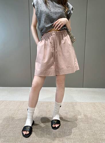 卡蔓Enxi20960夏装新款韩系松紧腰抽绳宽松显瘦休闲短裤女阔腿裤