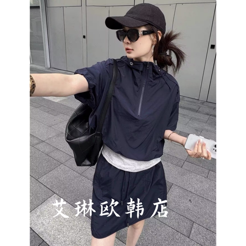 98626夏款假两件卫衣半身裙女