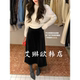 微瑕6825冬装 新款 韩系气质松紧腰显瘦加绒木耳边丝绒半身裙女