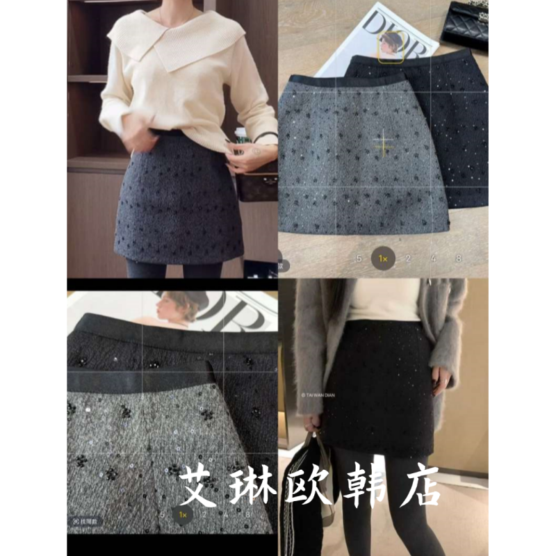 新袖K369冬款半身裙亮片短裙女