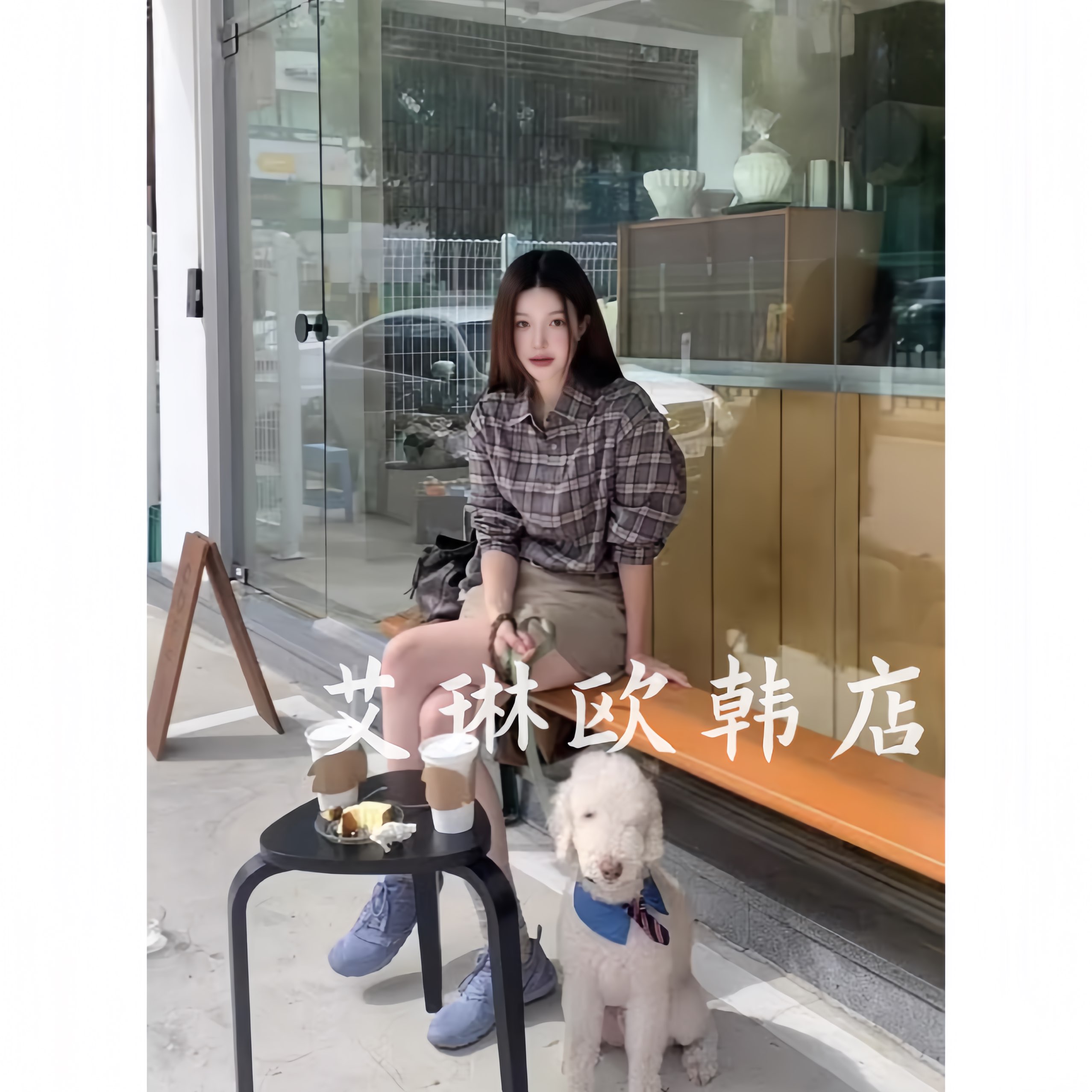 09284韩系磨毛格子长袖衬衫女