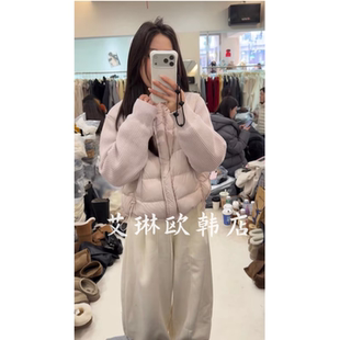 李允珍liyunzhen8320冬款 拼接立领羽绒服女90白鸭绒外套 针织袖