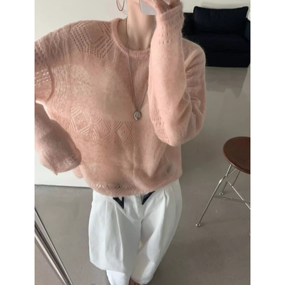 25252镂空提花羊毛马海毛针织衫