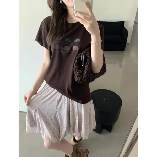 特价卡蔓浅之夏QZX11218夏季款韩系圆领可爱小狗印花短袖T恤女