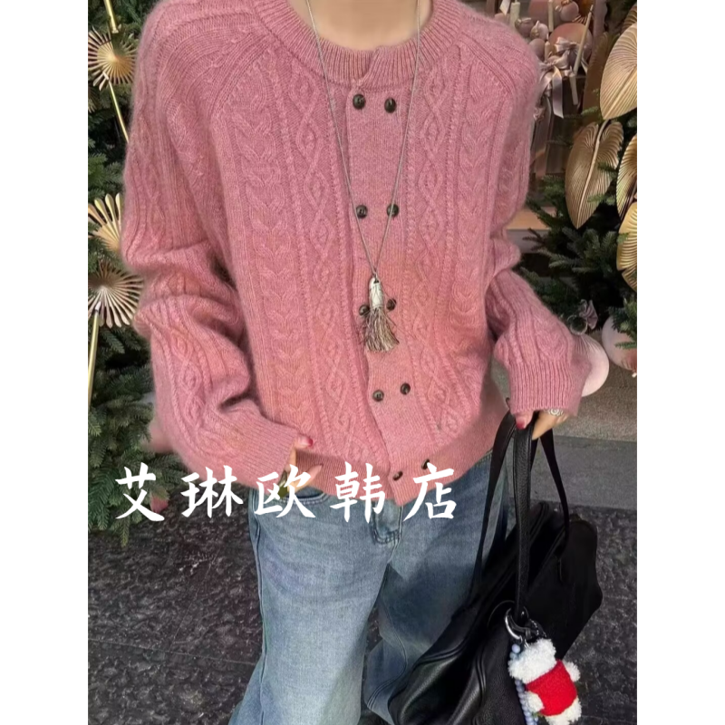 禁止机洗~3380欧货冬款圆领双排扣麻花浣熊绒羊毛衫针织上衣女,女装/女士精品,毛针织衫,淘宝优惠券,粉丝福利购,淘宝优惠卷