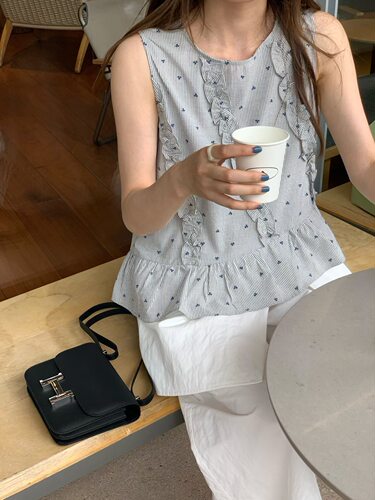 milu room米鹿ouur春夏新款宽松条纹波点下摆斜边刺绣小衫50127