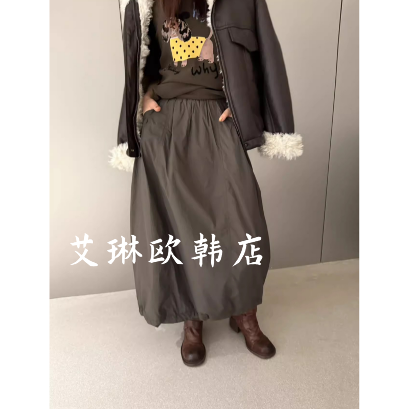 卡蔓MM372冬款夹棉半身裙灯笼裙