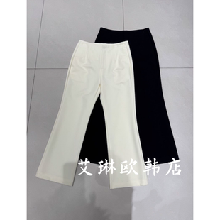 3.15~9915南油欧货春款小马装饰显瘦微喇叭裤休闲西装裤九分裤女