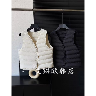 805冬款 背心女大衣内搭保暖坎肩 90白鹅绒轻薄V领羽绒马甲短款