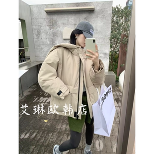 福利不退浅之夏QZX809冬季 休闲连帽宽松90白鸭绒羽绒服冲锋衣外套