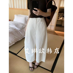 休闲裤 3.18 卡蔓诗kamanshi30859春夏韩系高腰显瘦阔腿九分气球裤