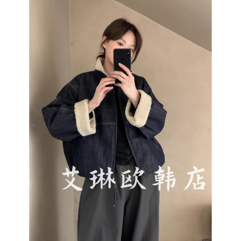 6115加绒内里羊羔毛牛仔棉服