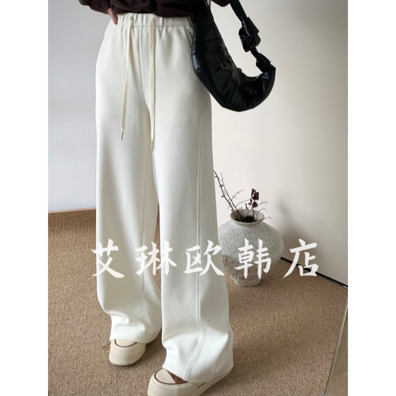 福利G25冬新款南油欧货抽绳松紧腰直筒阔腿裤抓绒绵羊毛休闲裤,女装/女士精品,裤子,淘宝优惠券,粉丝福利购,淘宝优惠卷