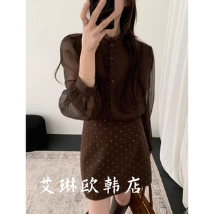 土布鱼8177秋季新款韩系高腰碎花百搭A字半身裙防走光裤裙短裙女