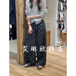 福利不退miluroom sicily米鹿25088秋韩版松紧波点宽松阔腿牛仔裤