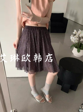 特价卡蔓enxi21325春夏款韩系松紧腰碎花甜美网纱半身裙中裙女