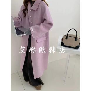 娃娃領(lǐng)100澳洲超細(xì)羊毛中長(zhǎng)款 5879 韓版 款 秋冬季 雙面羊絨大衣女