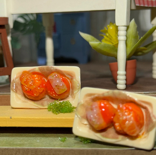 DIY高定仿真微缩立体食玩章鱼小丸子娃屋道具摆件挂件冰箱贴车饰