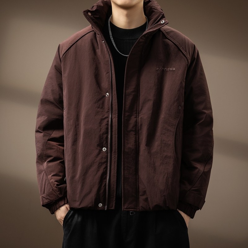 高端无帽立领90羽绒服男士冬季加厚保暖休闲运动夹克短款防寒外套