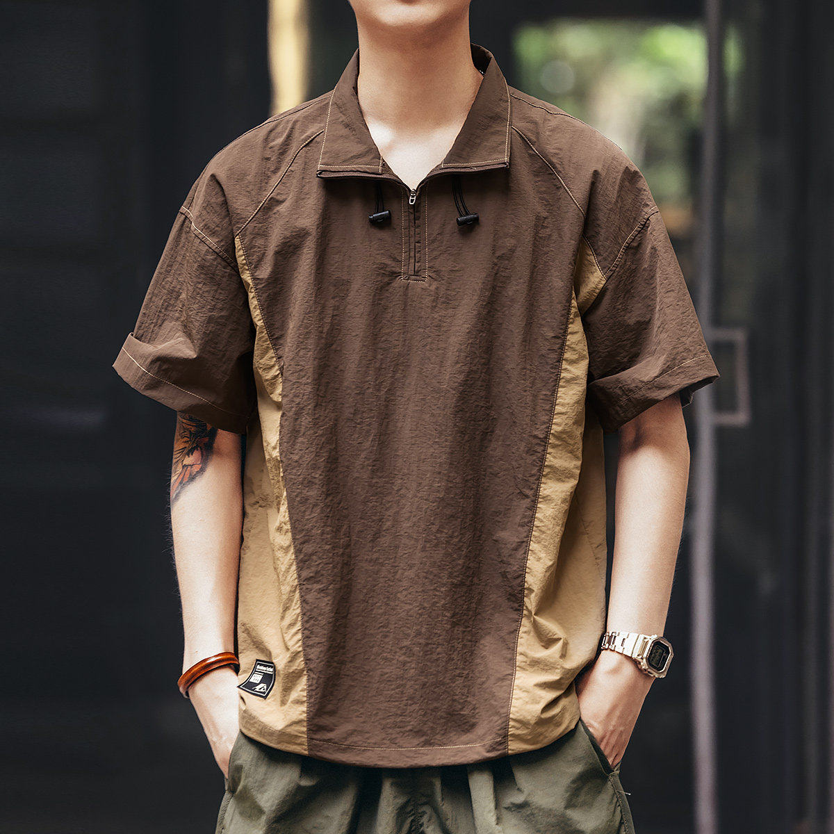 格蓝鹿美式户外轻薄速干冰丝Polo衫男2026秋季机能风休闲短袖t恤
