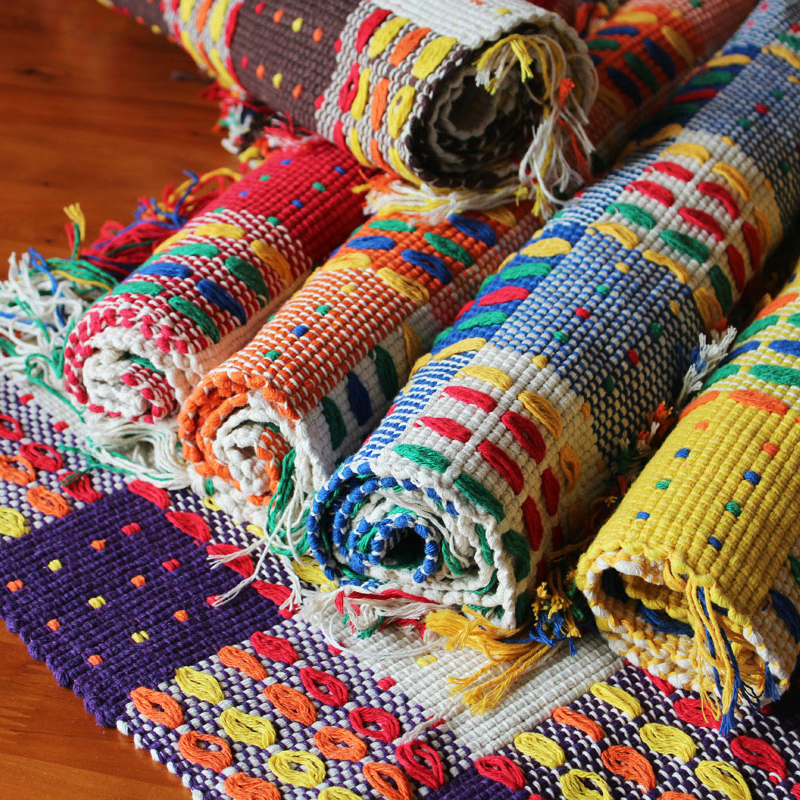 棉线编织流苏地毯卧室床前垫地垫飘窗垫桌旗桌布民族风布艺沙发垫