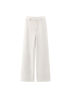 MM麦麦2025秋冬新品百搭通勤简约白色加绒阔腿休闲裤女5GA352813