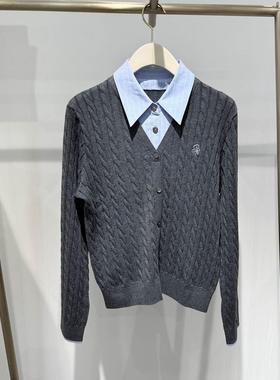 商场同款正品速发2025秋季新品老钱风假两件针织衫上衣女8331