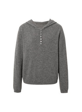 MM麦麦2025秋新款山羊绒羊毛连帽套头休闲针织衫女上衣5GA134371