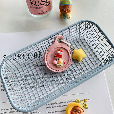 可爱潮玩涂鸦星星苹果卡套水滴电梯卡保护套圆形小卡套挂件