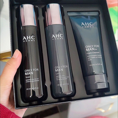 临期26/3月AHC男士平衡舒缓清爽护肤礼盒水乳液洁面三件护肤套盒