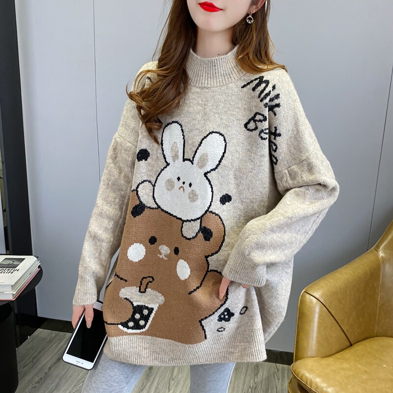 孕妇冬装套装2025新款时尚冬季加厚毛衣韩版中长款上衣大码外套女