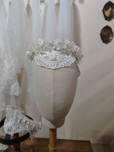 晶世因缘 复古新娘帽子头饰仿蜡花饰品造型影楼跟妆饰品 定制款