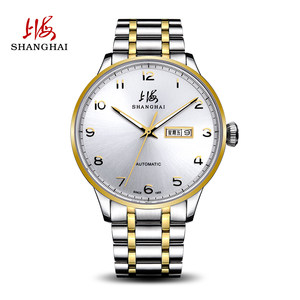 上海手表自动机械男表清晰大表盘日历星期防水透底简约男表3013G