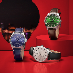 上海手表男款 致敬系列传颂复古防水太阳横纹机械表