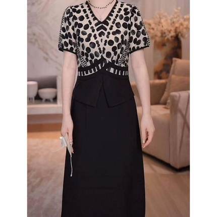 轻羽丝连衣裙2025夏季新款女时尚气质显瘦遮肚子优雅假两件套裙子