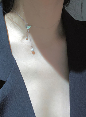 蝴蝶项链轻奢小众仙气锁骨链choker简约冷淡风颈链女气质2023年夏