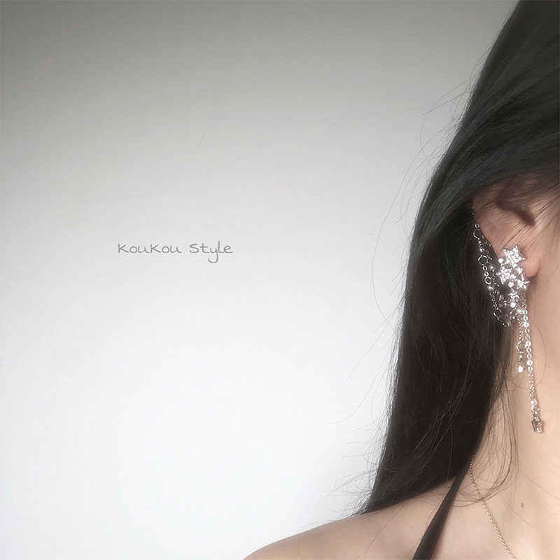 牆推Chao仙氣質設計感水鑽星星珍珠耳夾耳挂不對稱流蘇耳飾在類目 飾品/流行首飾/時尚飾品新, 耳飾, 耳環中 - 來自Buy2taobao.com提供專業的淘寶代購服務
