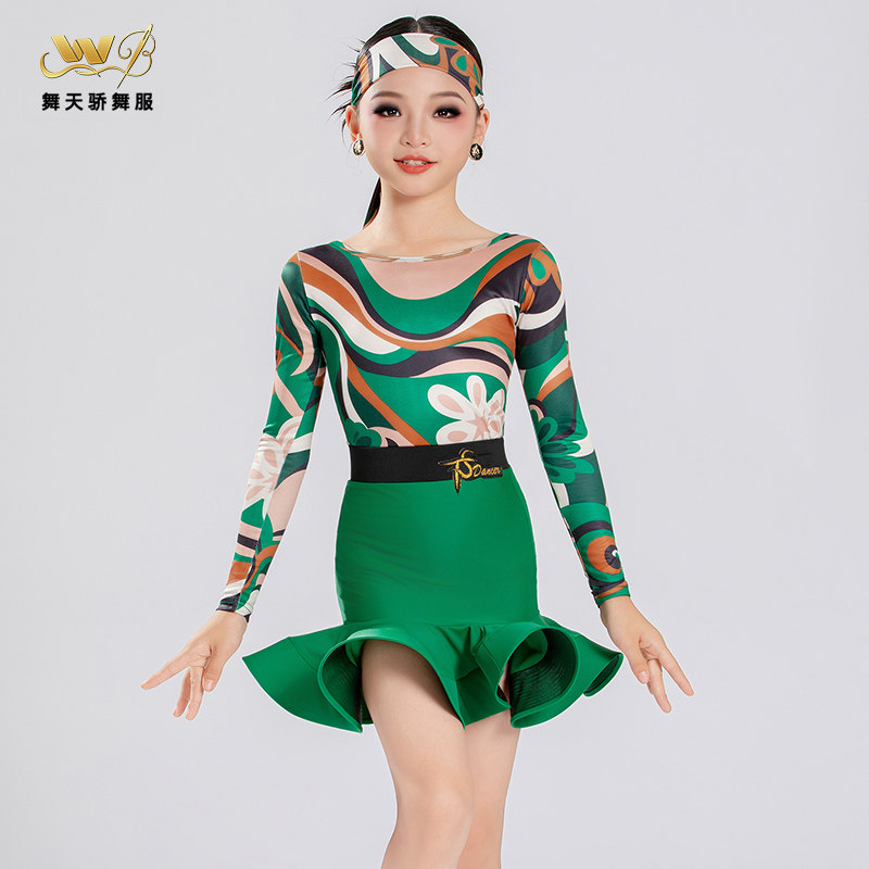 舞天骄秋冬新款长袖拉丁舞练习套装分体班服花朵鱼骨裙演出送发带,运动/瑜伽/健身/球迷用品,拉丁舞练习套装,淘宝优惠券,粉丝福利购,淘宝优惠卷