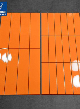 亮光橙色瓷砖300*600橘红色面包砖水果店奶茶店厨房卫生间内墙砖