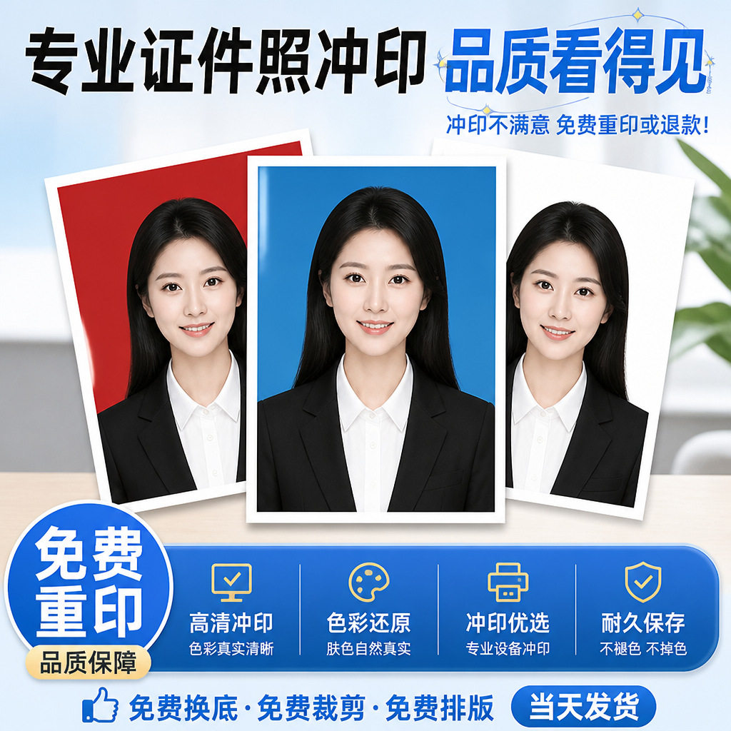 证件照片打印冲印冲洗1寸2换底相片纸