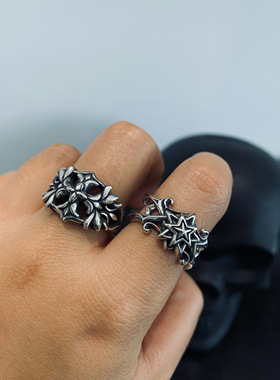 男925纯银欧美嘻哈戒指